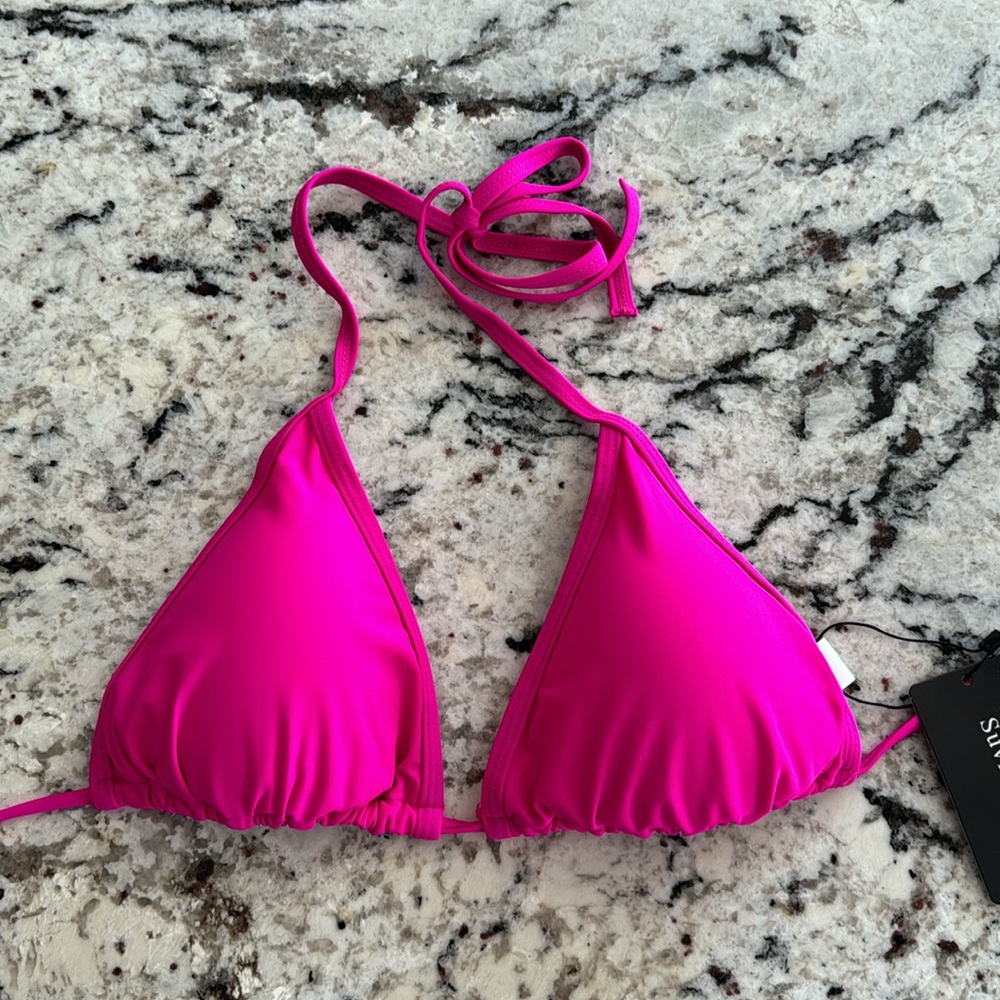 Magenta pink bikini top size large-triangle top